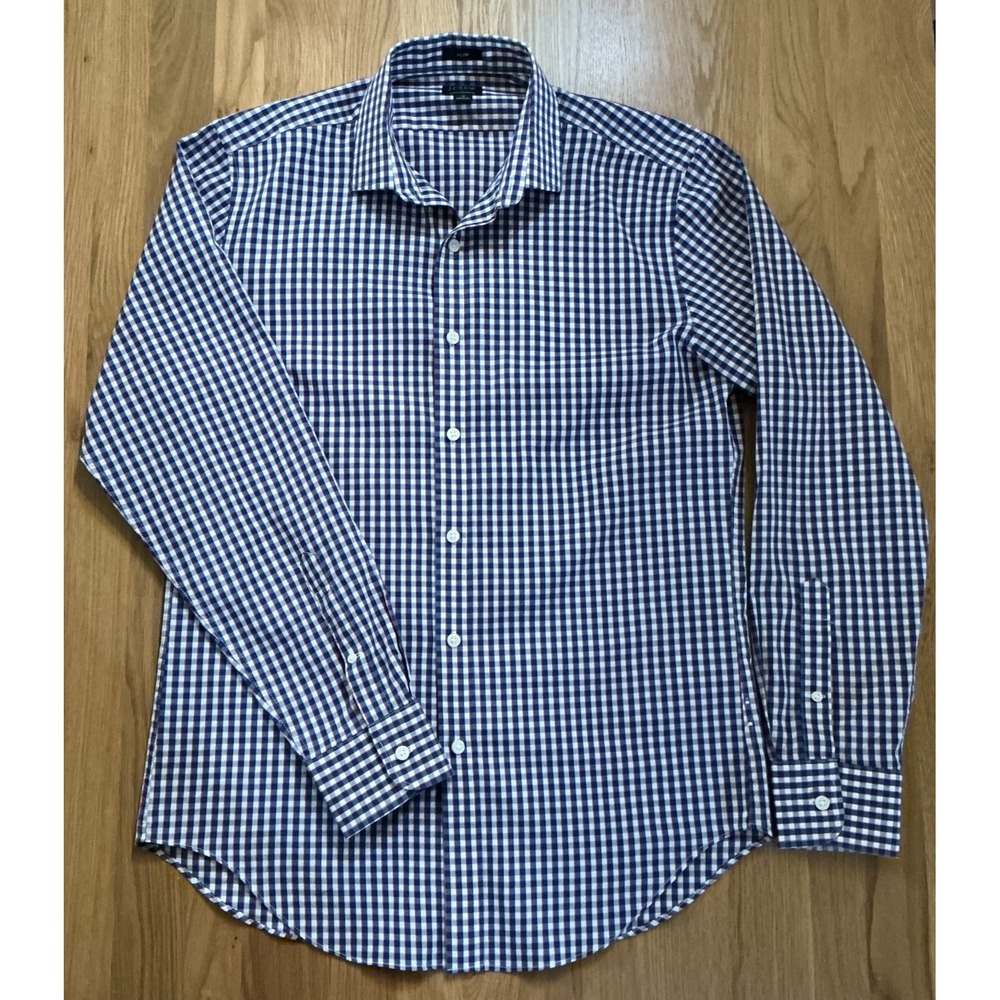 J.Crew Performance Slim Shirt Men's M Blue White Gingham‎ Button Down AS989
